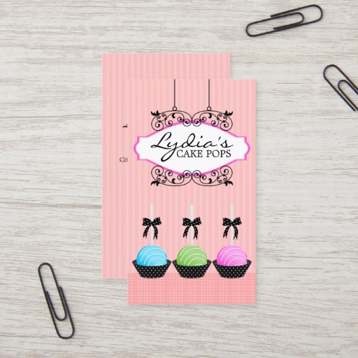 Customizable Cake Pops Bakery Business Cards