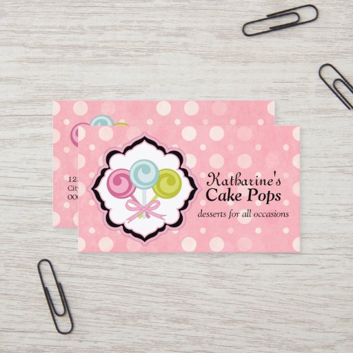 Customizable Cake Pops Bakery Business Cards