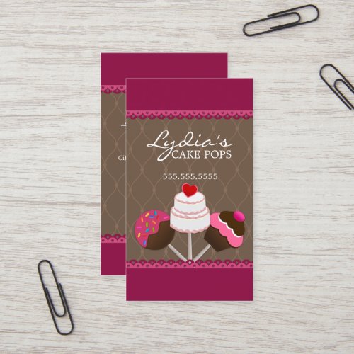 Cake Pops Bakery Business Cards