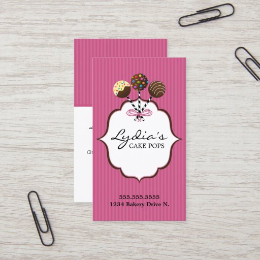 Customizable Cake Pops Bakery Business Cards
