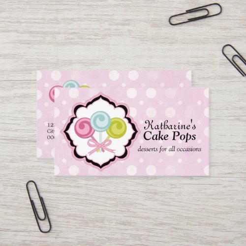 Cake Pops Bakery Business Cards