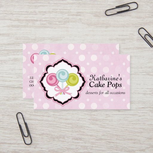 Customizable Cake Pops Bakery Business Cards