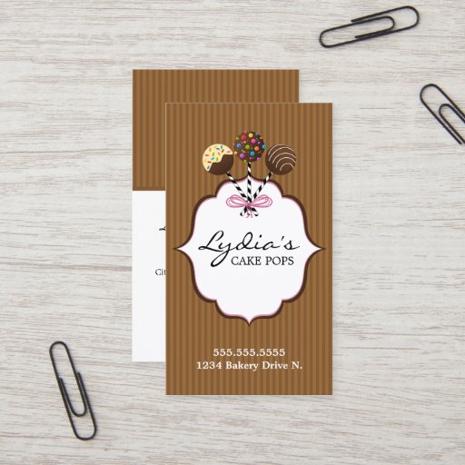 Customizable Cake Pops Bakery Business Cards
