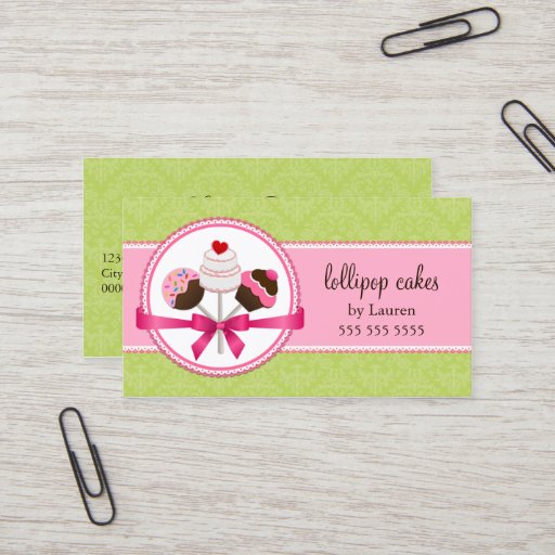 Customizable Cake Pops Bakery Business Cards