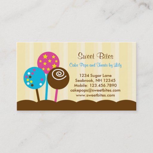 Customizable Cake Pops Bakery Business Card