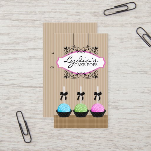 Customizable Cake Pops Bakery Business Cards