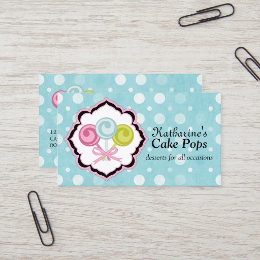 Customizable Cake Pops Bakery Business Cards