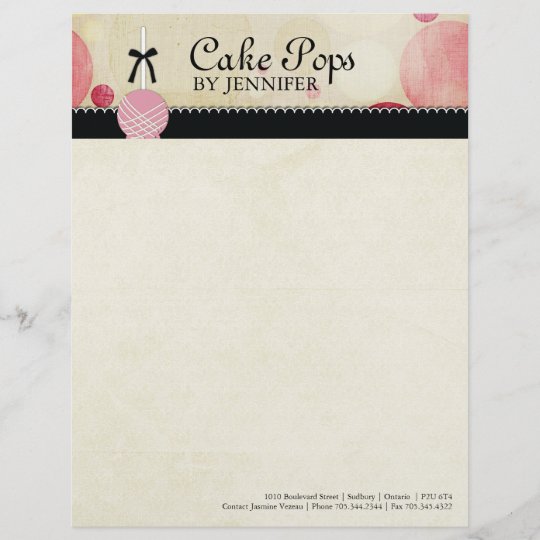 Cake Pops Bakery Letterhead Zazzle