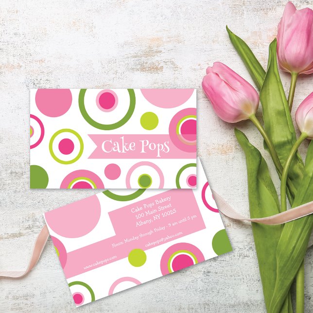 Cake Pops Bakery Polka Dot Business Card (Creator Uploaded)