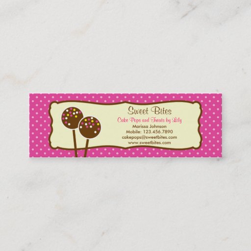 Customizable Cake Pops Bakery Tag / Business Card