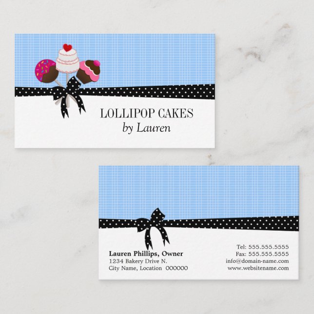 Cake Pops Blue Business Card (Front/Back)