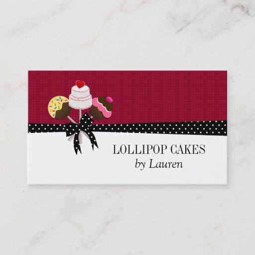 Customizable Cake Pops Burgundy Business Cards