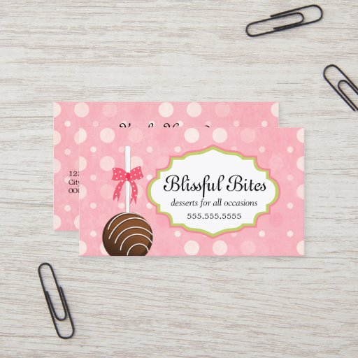 Customizable Cake Pops Business Cards