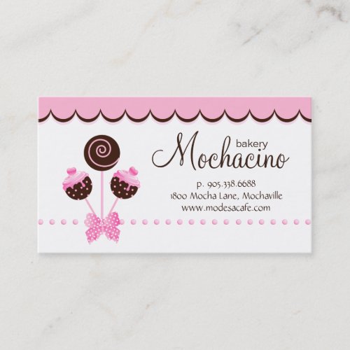 Cake Pops Business Card Bakery Pink Brown