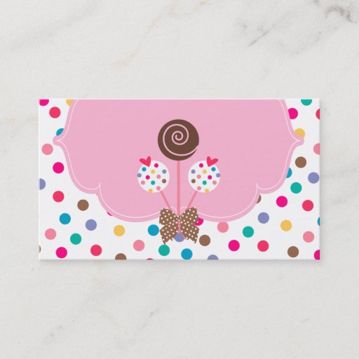 Customizable Cake Pops Business Card Polka Dots Pink Chocolate