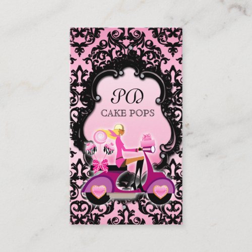 Cake Pops Business Card Scooter Black Pink