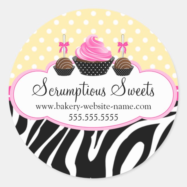 Cake Pops Cupcake Bakery Box Seal (Front)