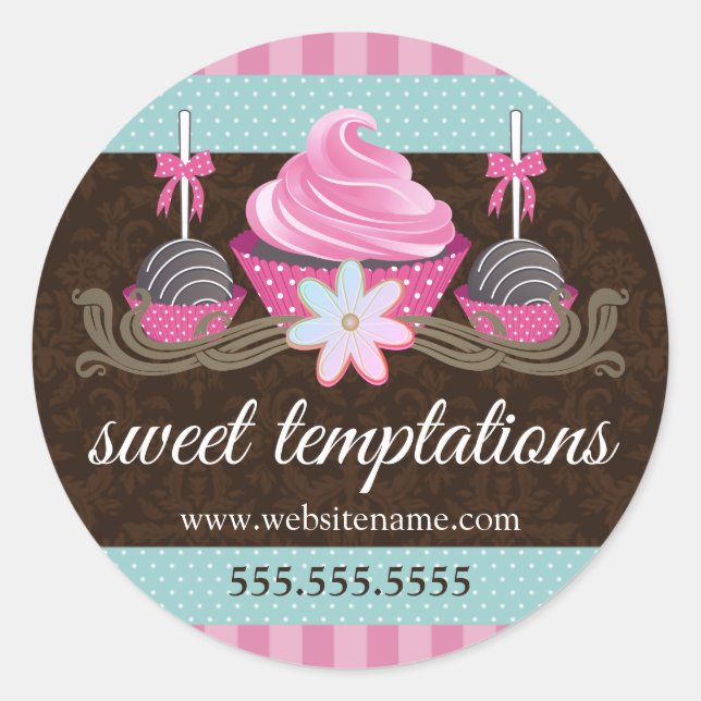 Cake Pops Cupcake Cookie Bakery Box Seals (Front)