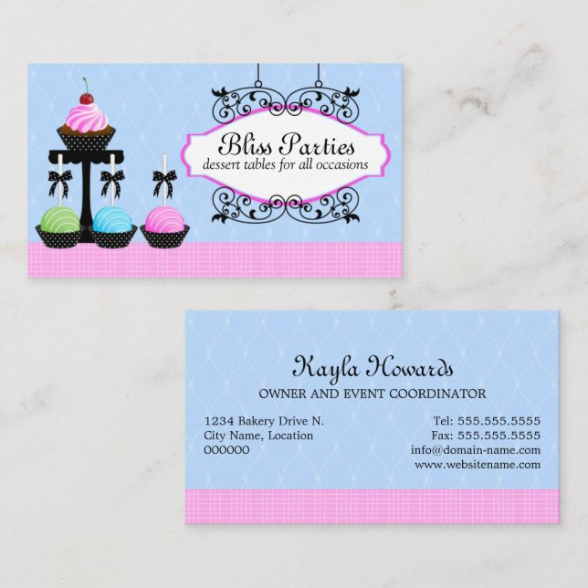 Cake Pops Cupcake Dessert Tables Business Card (Front/Back)