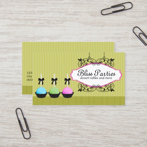 Customizable Cake Pops Desserts Business Cards
