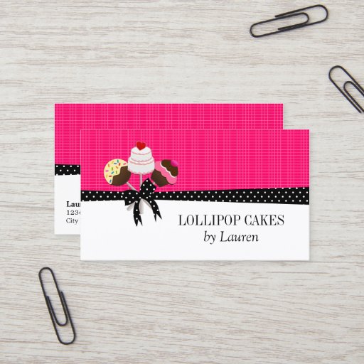 Customizable Cake Pops Fuchsia Business Cards