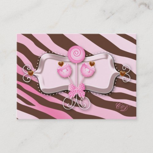 Cake Pops Gift Certificate Zebra Pink Brown Retro Business Card