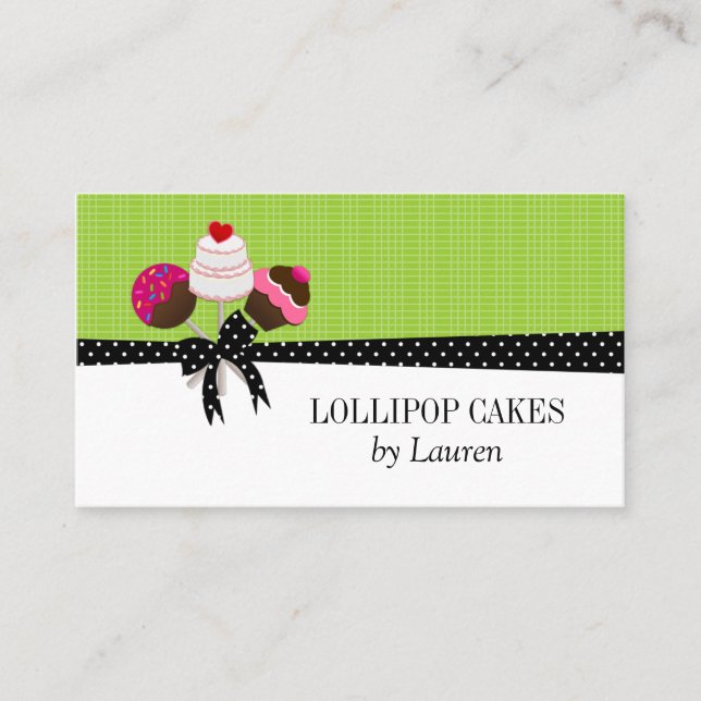 Cake Pops Green Business Card (Front)
