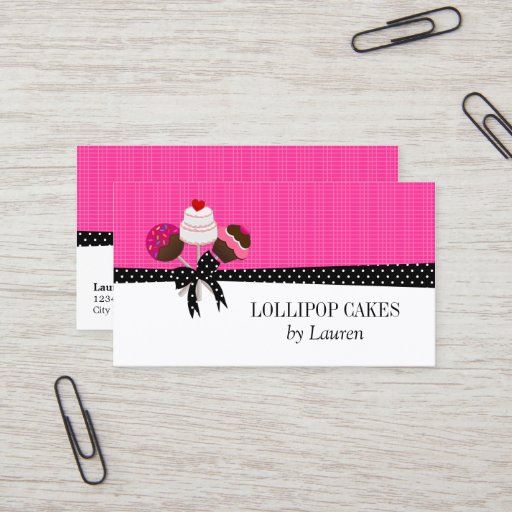 Customizable Cake Pops Hot Pink Business Cards