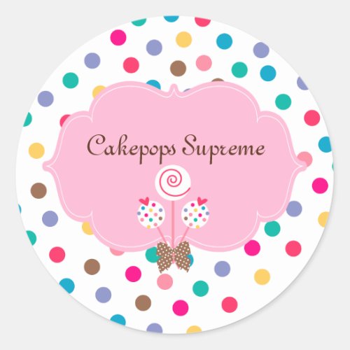 Cake Pops Polka Dots Pink Heart Classic Round Sticker