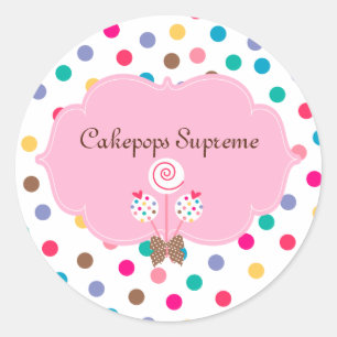 Cake Pops Polka Dots Pink Heart Classic Round Sticker