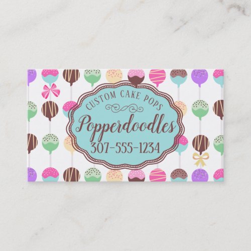 Cake pops rainbow baking bakery confections business card