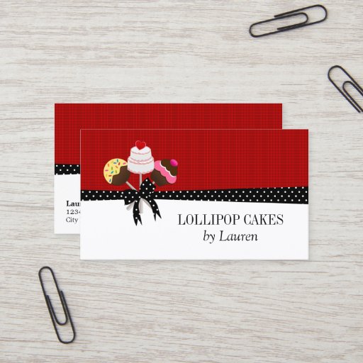 Customizable Cake Pops Red Business Cards