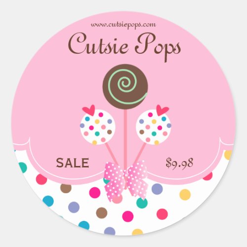 Cake Pops Stickers Bakery Cute Dots Pink Mint