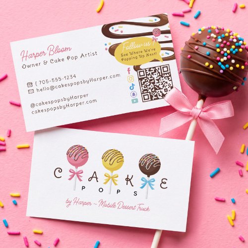 Cake Pops Sweet Mobile Dessert Truck Bakery Business Card