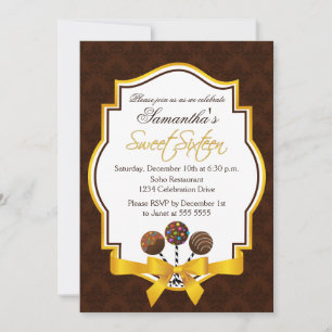 Cake Pops Sweet Sixteen Birthday Invitation