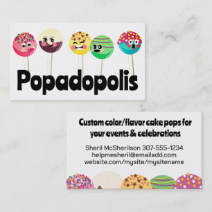 Cake pops wedding event baking bakery confections business card