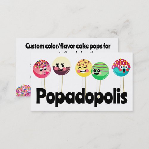 Cake pops wedding event baking bakery confections business card