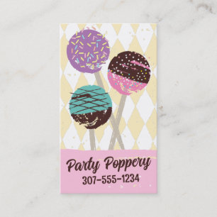 Cake pops wedding event baking bakery pink business card