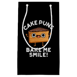 Cake Puns Bake Me Smile Funny Baking Pun Dark BG Small Gift Bag