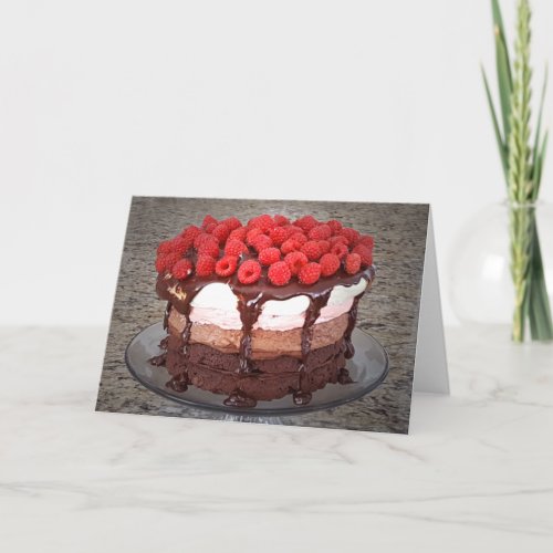 Cake Raspberry Chocolate Strawberry Vanilla Cakes  Card