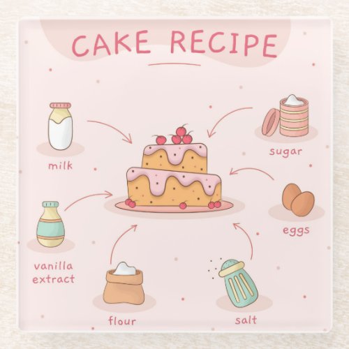 Cake Recipe Glass Coaster