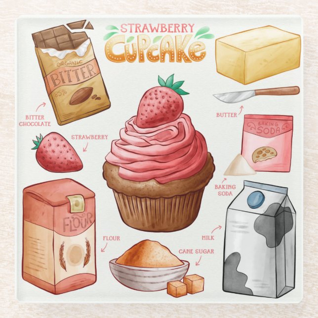 Cake Recipe Glass Coaster (Front)