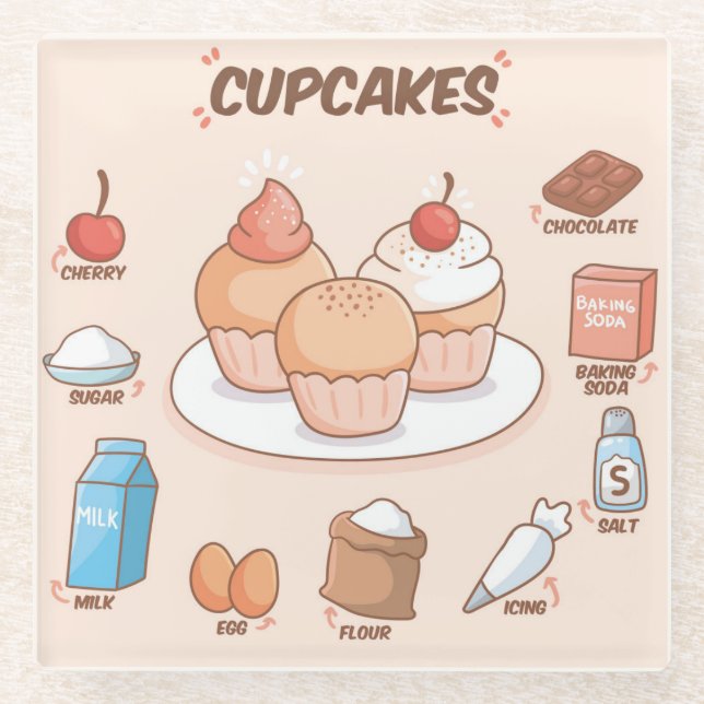 Cake Recipe Glass Coaster (Front)