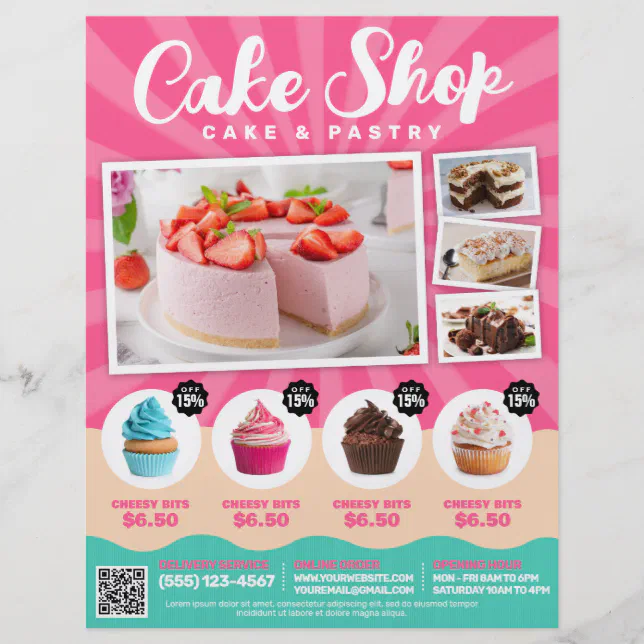 Cake Shop / Bakery / Confectionery - (Template) Flyer | Zazzle