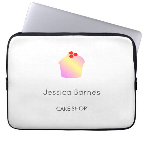 Cake shop cupcake silhouette white laptop sleeve