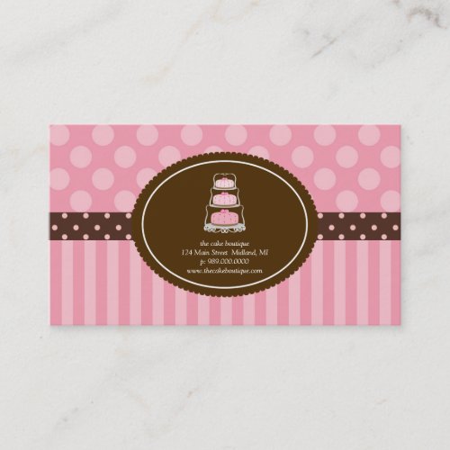 Cake Shop Pink Polka Dot Stripes Business Cards