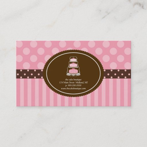 Customizable Cake Shop Pink Polka Dot Stripes Business Cards