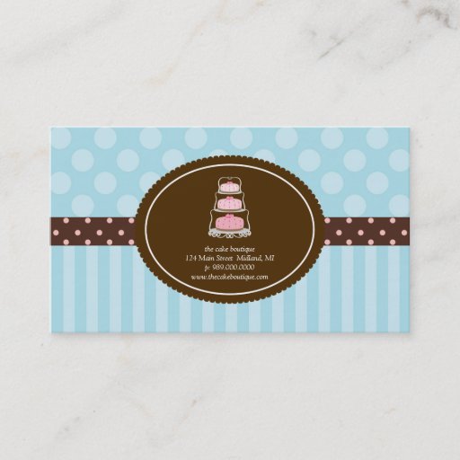 Customizable Cake Shop Blue Polka Dot Stripes Business Cards
