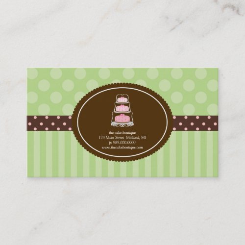 Cake Shop Lime Polka Dot Stripes Business Cards