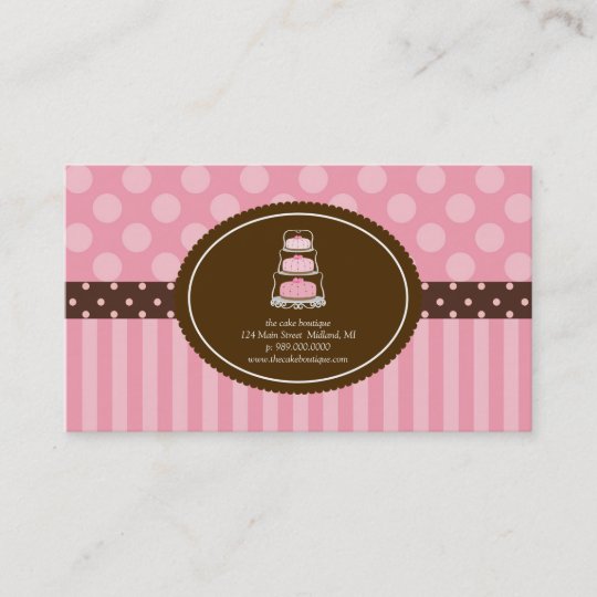 Cake Shop Pink Polka Dot Stripes Business Cards Zazzle Com